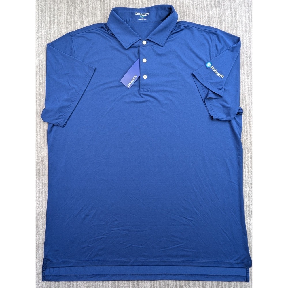 NWT B Draddy Ryan Polo Mens XL Blue Stretch Performance Golf Shirt BDSK00
